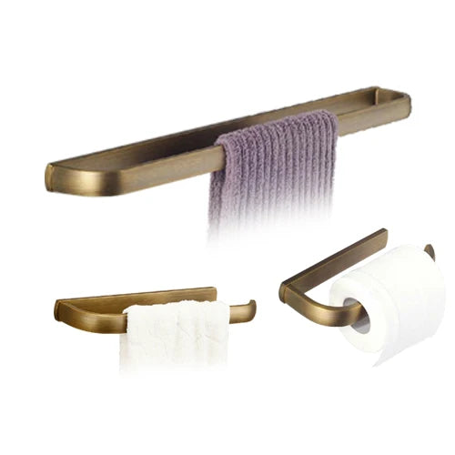 Soild brass antique bathroom accessories set towel bar shelf hook toilet paper rack brush holder mirror banheiro hardware