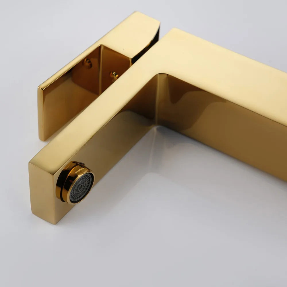 Bathroom Small Basin Tap Mixer 100% Solid Brass Newest Luxury Design Deck Mount Vessel Faucet Black Gold Chrome Silver Square