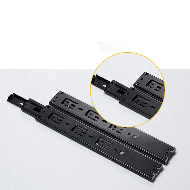 2Pcs Metal Buffer Drawer Slides 8-20 Inch Track Width 45mm Mute Three-Section Rail Sliding Furniture Hardware Fittings