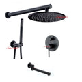 Bathroom Built-in Shower System Brass Matte Black Finish Wall Mount 3-Function Concealed 8 Inch Rain Shower Smesiteli