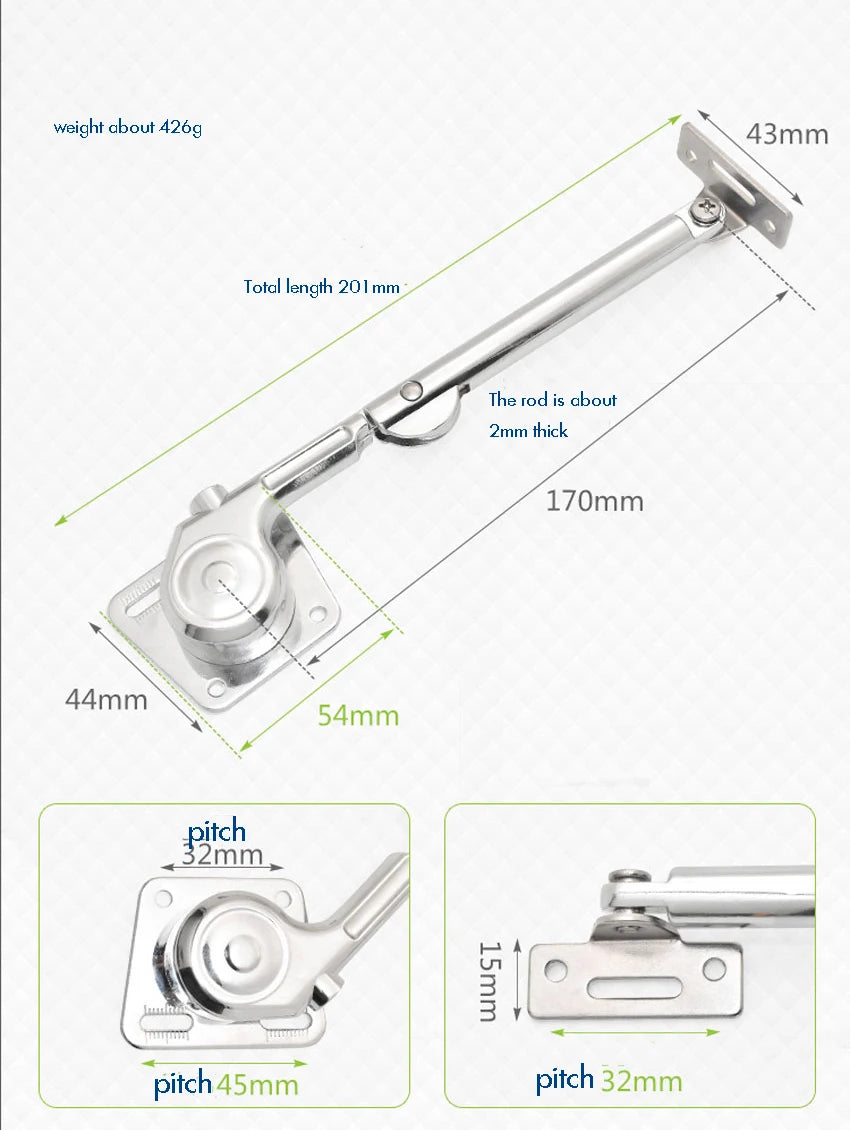 2PCS/Set Cabinet Lift Support Soft Close Hinges Gas Spring Lid Support Toy Box Hinges, Kitchen Cabinet Hinges Safety Lid Support