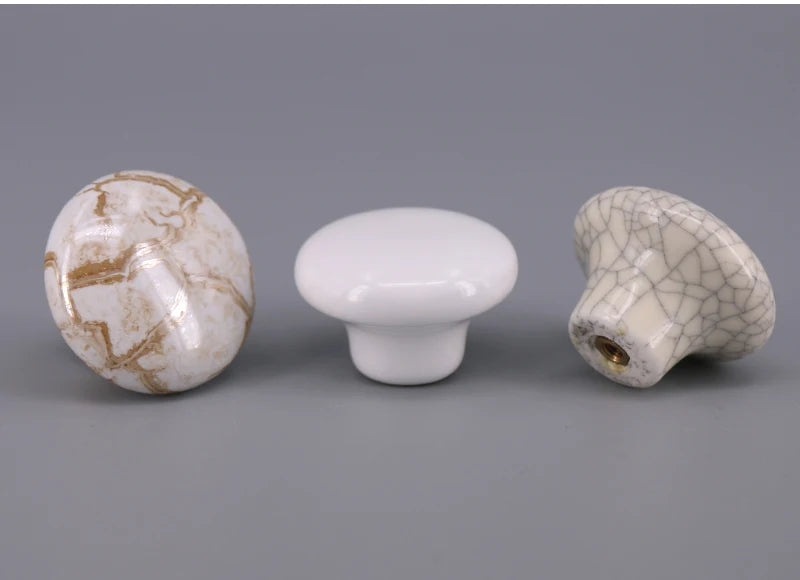 1PCS Round Ceramic Knobs used for Cabinet Doors, Drawers, Chests, Decorative Kids Room White/Crackle/Marble Knob pull Handle