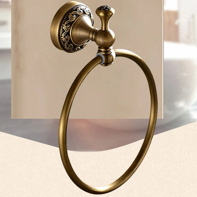 Bathroom Accessories set Antique Brass Collection Carved Bathroom Products wall mounted brass bathroom hardware set