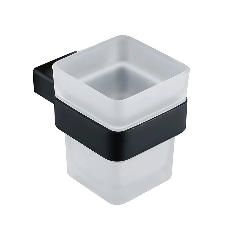Bathroom Accessories Hardware Set Matte Black SUS304 Stainless Steel Paper Holder Toothbrush Holder Towel Bar Bath Shelves