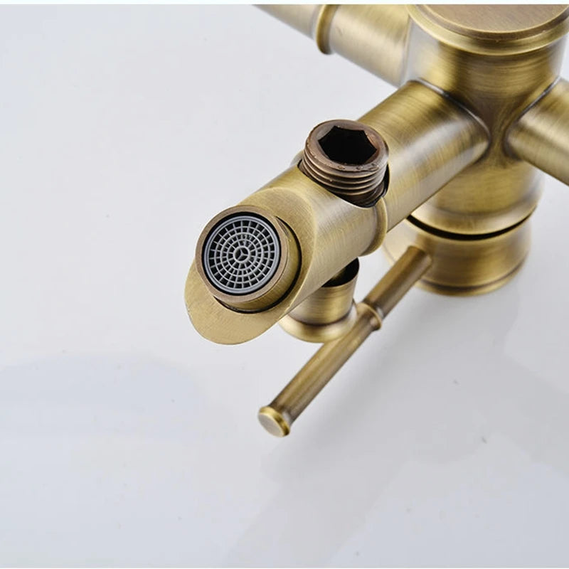 Bathroom Bamboo Bath Shower Faucets Set Bathtub Faucet Water Mixer Crane Tap Antique Bronze Finished with Hand Shower EL740