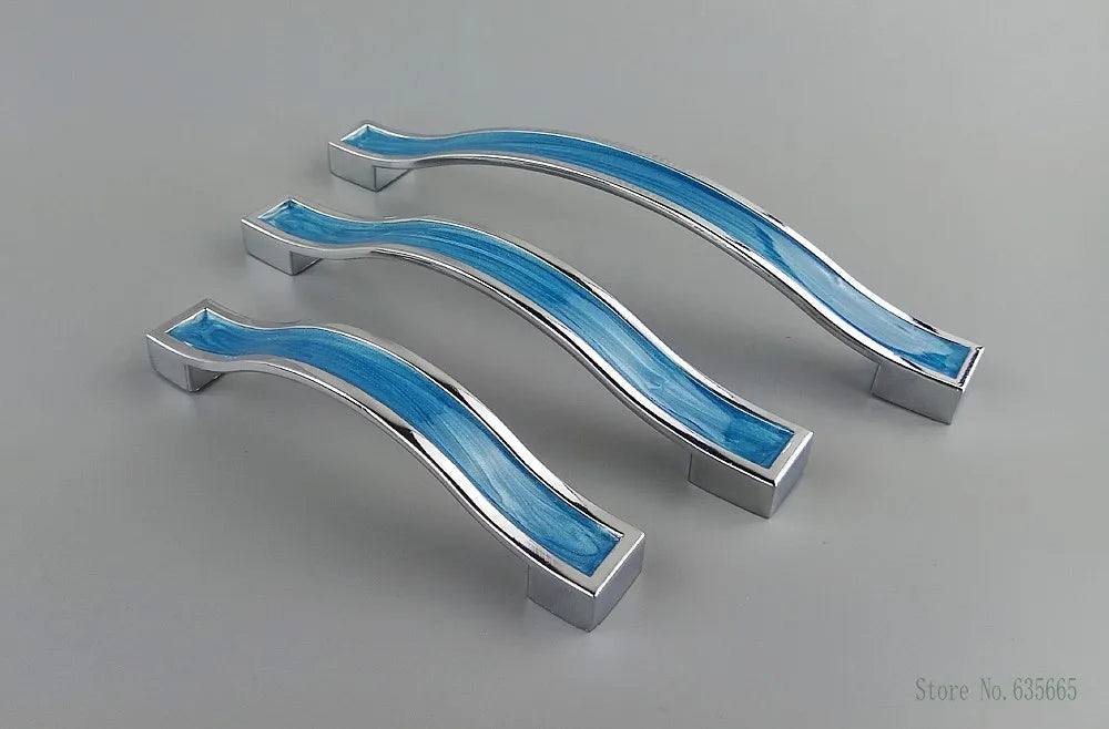 Modern Blue Resin Furniture Handles Kitchen Cabinets Drawer Wardrobe Cupboard Pull Door Knobs Dresser Children's Room Handles