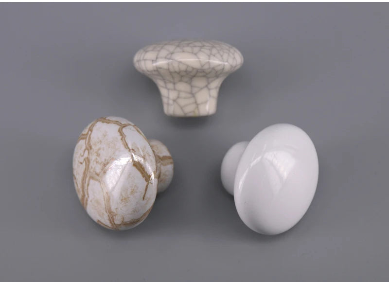 1PCS Round Ceramic Knobs used for Cabinet Doors, Drawers, Chests, Decorative Kids Room White/Crackle/Marble Knob pull Handle