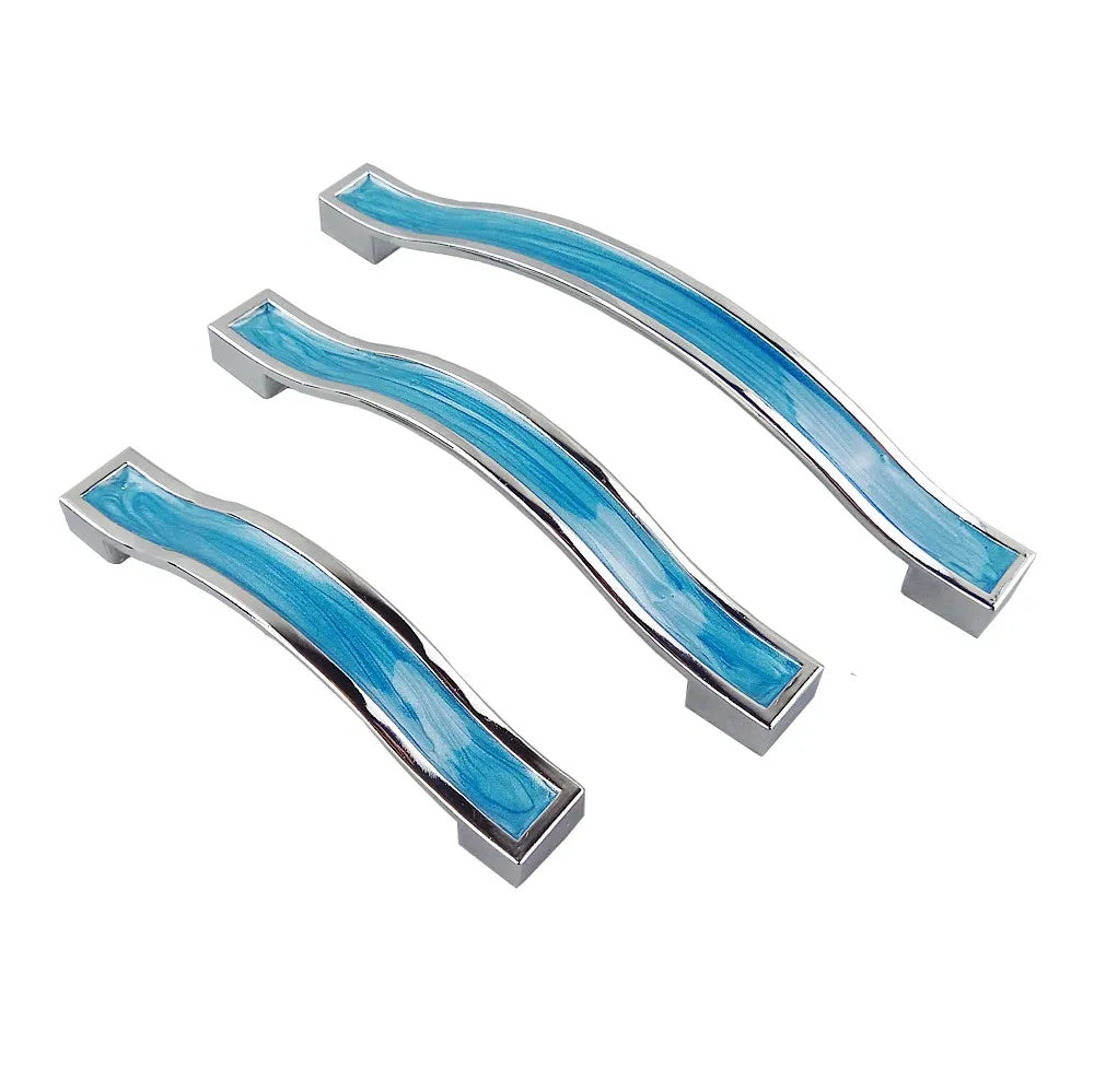 Modern Blue Resin Furniture Handles Kitchen Cabinets Drawer Wardrobe Cupboard Pull Door Knobs Dresser Children's Room Handles