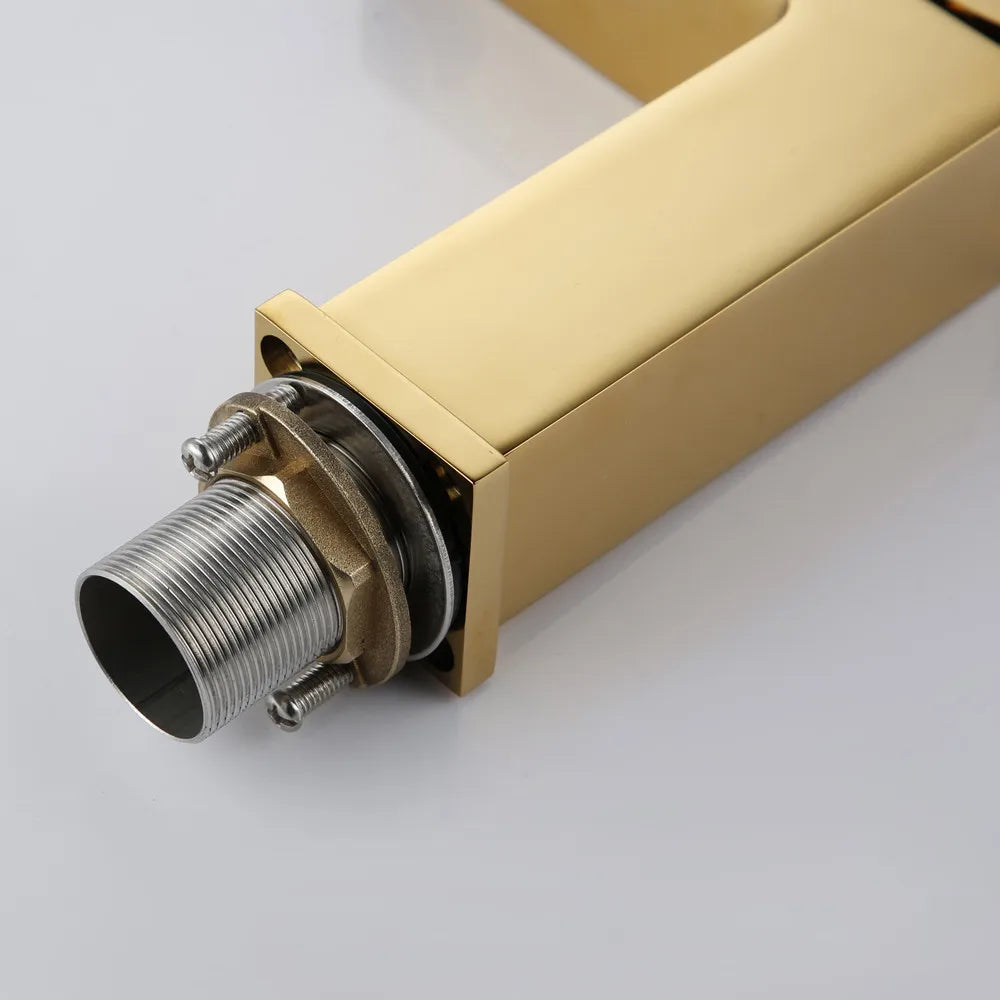 Bathroom Small Basin Tap Mixer 100% Solid Brass Newest Luxury Design Deck Mount Vessel Faucet Black Gold Chrome Silver Square
