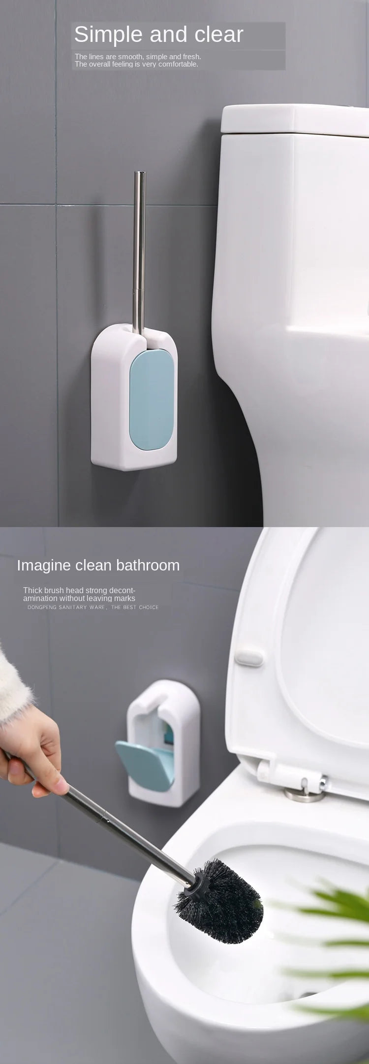 Bathroom bathroom wall-mounted toilet brush Long handle household suit No dead corner soft fur toilet cleaning toilet brush