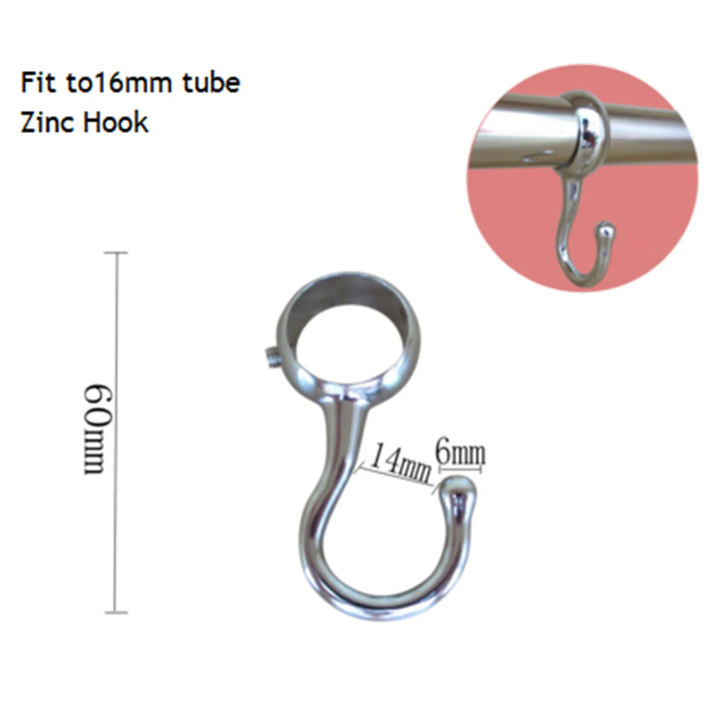 2pcs 16/19/22/25mm Wardrobe Bathroom Hanging Tube Pipe Rod Hooks Kitchen Pan Hook Bathroom Hook Hanger for Towel Clothes