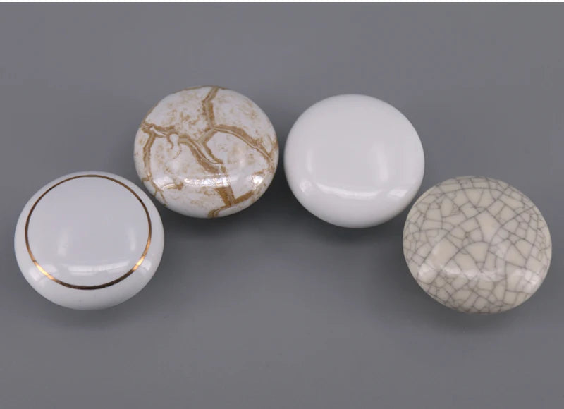 1PCS Round Ceramic Knobs used for Cabinet Doors, Drawers, Chests, Decorative Kids Room White/Crackle/Marble Knob pull Handle
