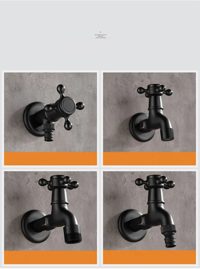 Bathroom Corner Washing Machine Faucet Black Bronze Single Cold Tap Outdoor Garden Wall Mounted Bibcock Tap Mop Pool Taps