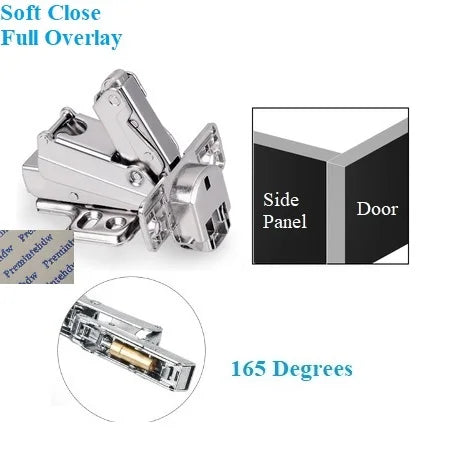 2Pcs 135 165 170 175 Degrees Hydraulic Soft Close Hinge Clip On Furniture Cabinet Cupboard Corner Bi Folding Door
