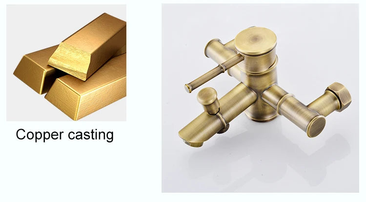 Bathroom Bamboo Bath Shower Faucets Set Bathtub Faucet Water Mixer Crane Tap Antique Bronze Finished with Hand Shower EL740
