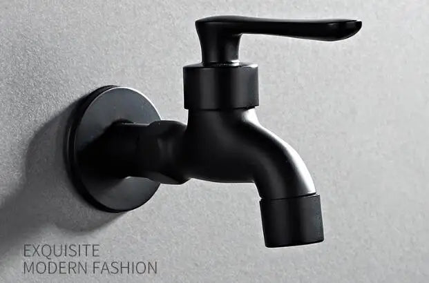Bathroom Black Single Cold Tap Wall Washing Machine Single Tap Cold Water Faucet Garden Black Tap
