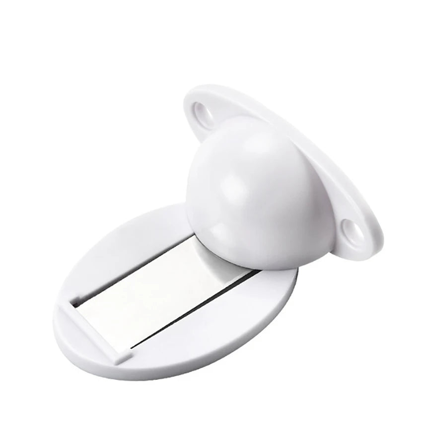 Door Stopper, Magnetic Door Stop White, Black Plastic Door Catch, Self Adhesive & Drilling Door Holder for Bedroom Bathroom
