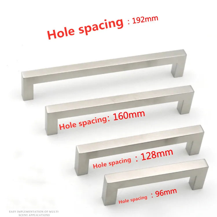Modern Black Cabinet Handle Square Closet Drawer Cupboard Pulls Bathroom Cabinet Handles Furniture  Stainless Steel Door Knob