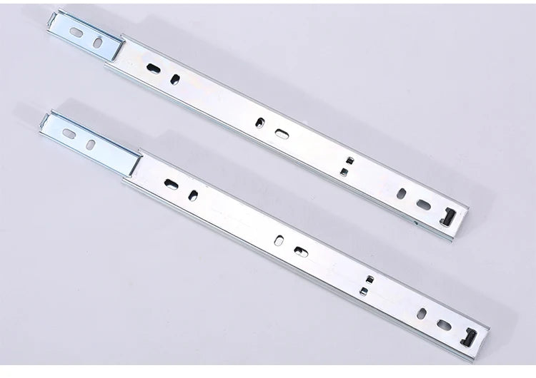 Width 27mm Drawer Track Guide Computer Desk Keyboard Tray Two Slides Mute Ball 2 Section Rail