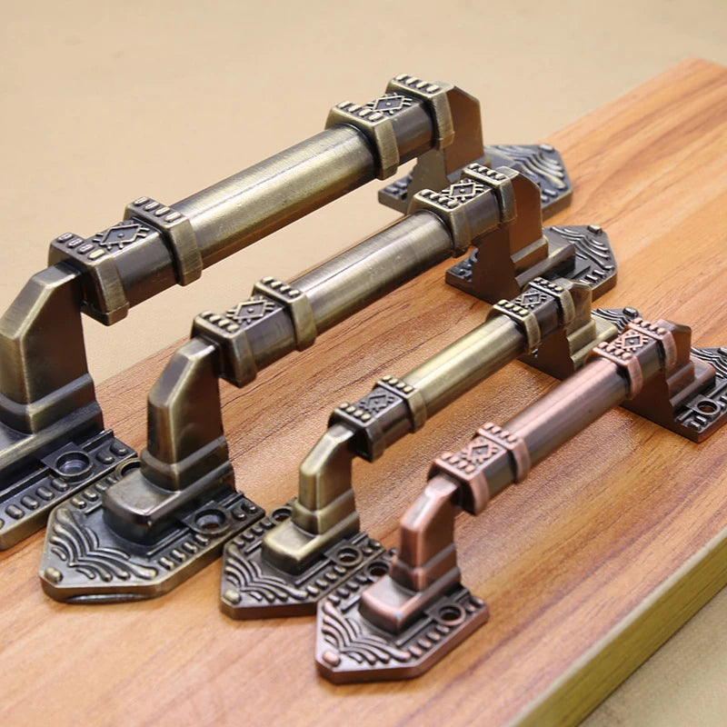 High Quality Decorative Furniture Wood Barn Door Handle Antique Imitate Copper Aluminum Alloy European Drawer Flush Handles