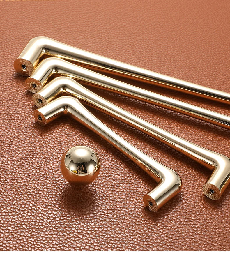 KAK European Style Bright Gold Cabinet Handles Drawer Knobs Kitchen Handle Cupboard Door Pulls Furniture Handle Cabinet Hardware
