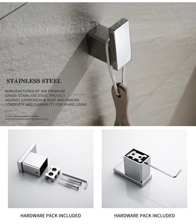 Stainless Steel Bathroom Accessories Wall Shelf Towel Bar Rack Rail Toilet Brush Roll Paper Holder Soap Dish Bathroom Hardware