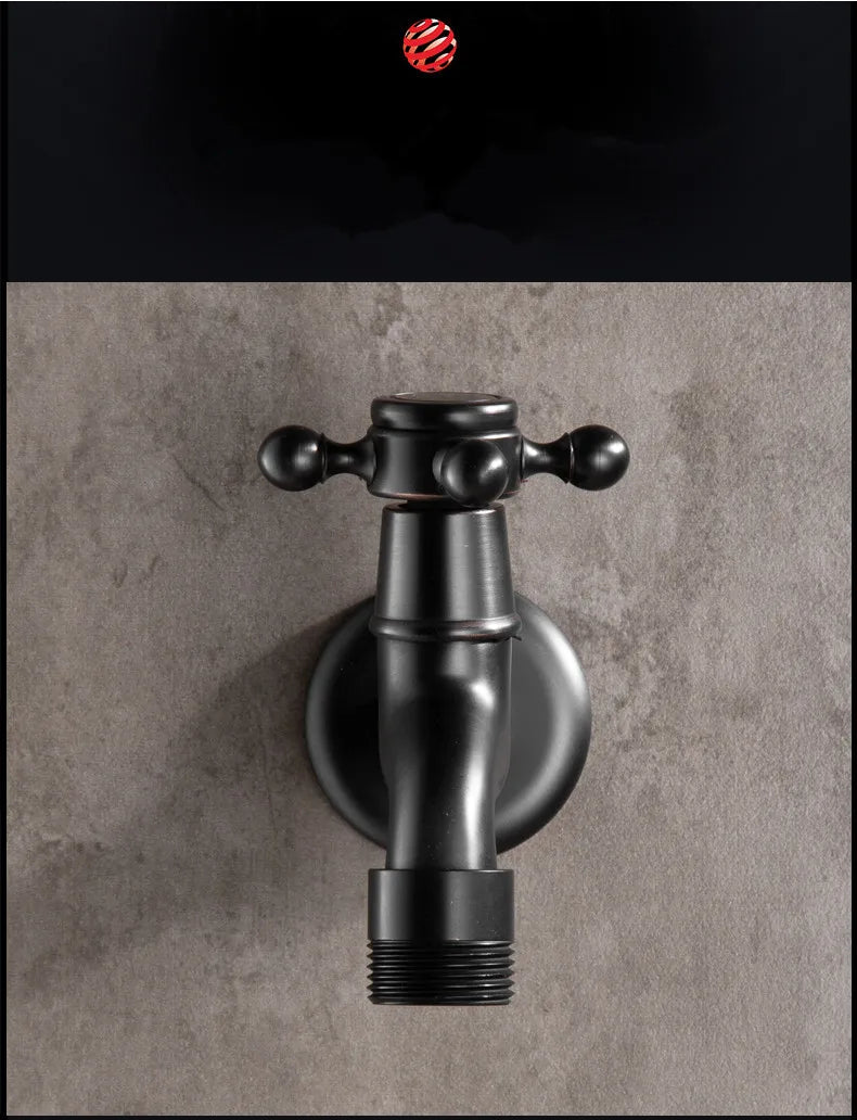 Bathroom Corner Washing Machine Faucet Black Bronze Single Cold Tap Outdoor Garden Wall Mounted Bibcock Tap Mop Pool Taps