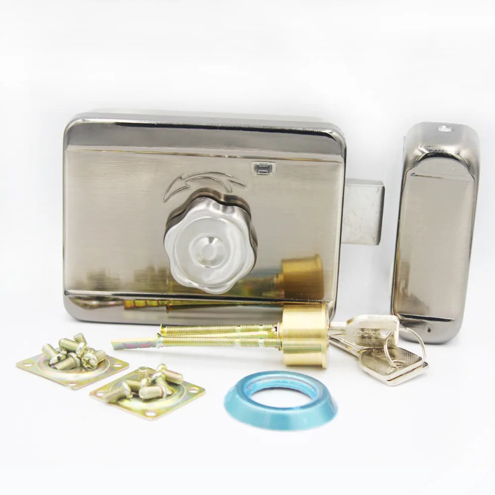 DC 12V Metal Electric Lock Gate Lock Strike Lock Access Control System Electronic Integrated Door Rim lock