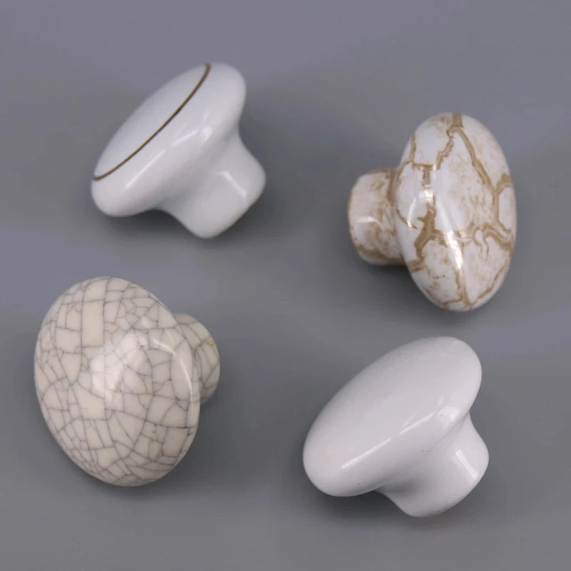 1PCS Round Ceramic Knobs used for Cabinet Doors, Drawers, Chests, Decorative Kids Room White/Crackle/Marble Knob pull Handle
