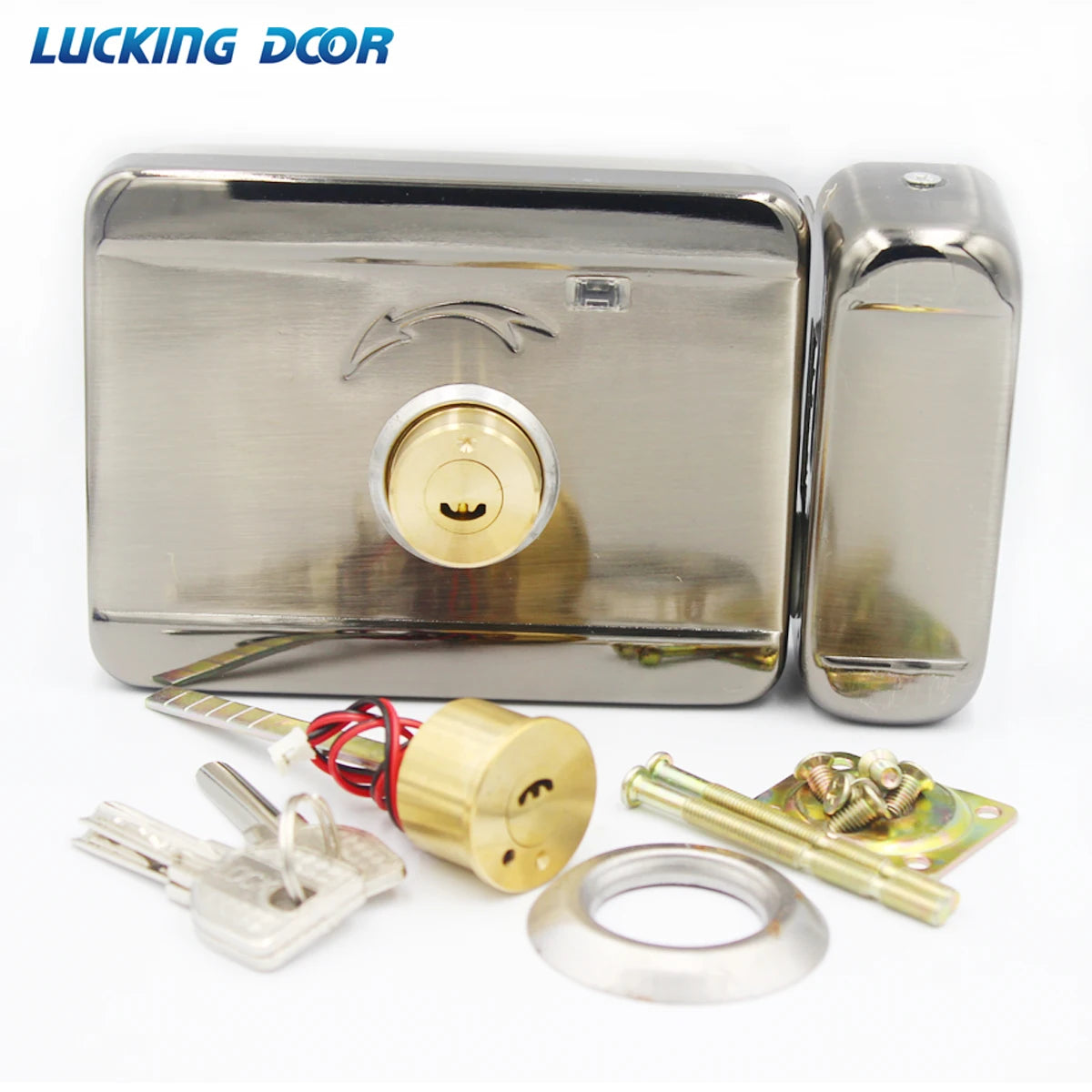 LUCKING-Electronic Door Lock, Access Entry Security System, Anti-Theft, Electric Rim Lock, Metal Door Gate, DC12V