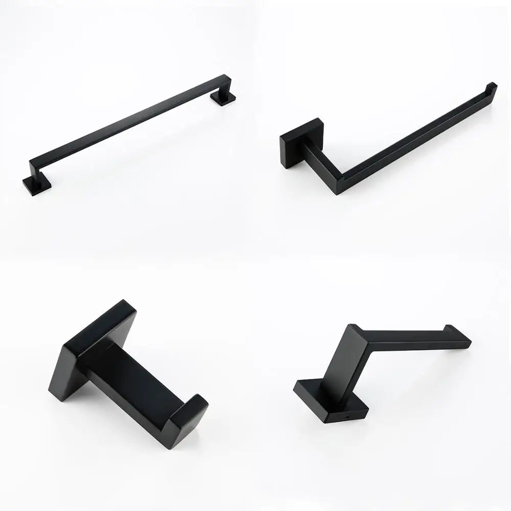 Bathroom Accessories Bathroom Hardware Set Black Robe Hook Towel Rail Bar Rack Bar Paper Holder Shelf