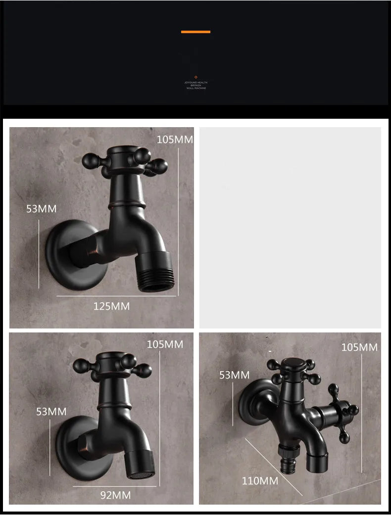Bathroom Corner Washing Machine Faucet Black Bronze Single Cold Tap Outdoor Garden Wall Mounted Bibcock Tap Mop Pool Taps