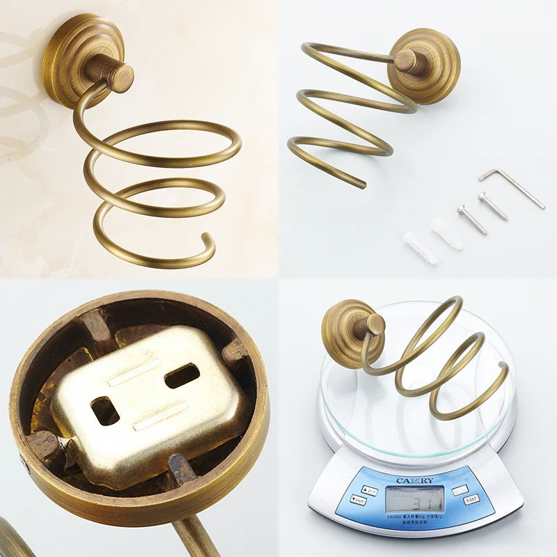 Soild brass antique bathroom accessories set towel bar shelf hook toilet paper rack brush holder mirror banheiro hardware
