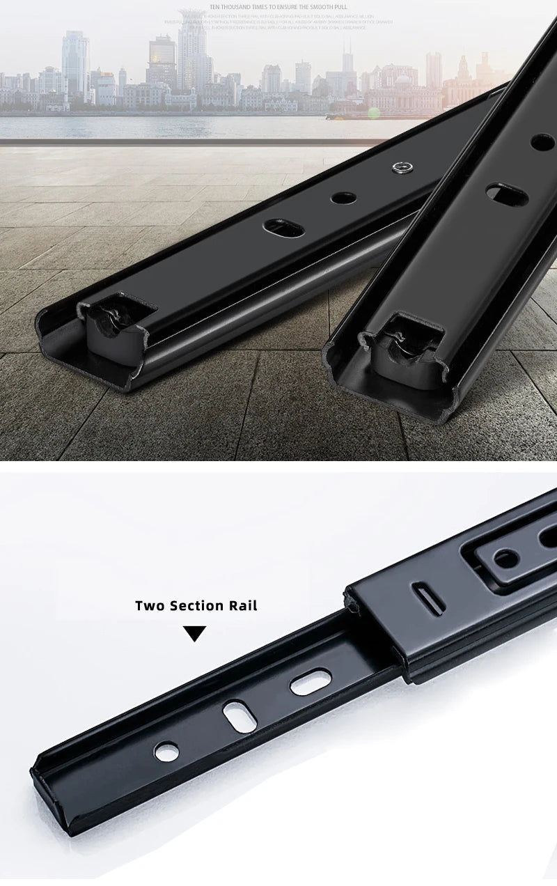 Drawer Rail 8~20Inch Cold Rolled Steel Drawer Slides Close Drawer Sliding Track Two-Section Cabinet Slides Furniture Hardware