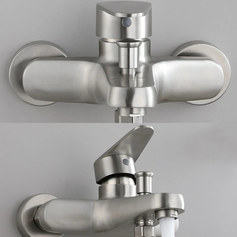 Bathroom Stainless Steel Basin Faucet Mixer Tap Bathtub Faucet Wall Hanging Hot and Cold Water Faucet Bathroom Accessories