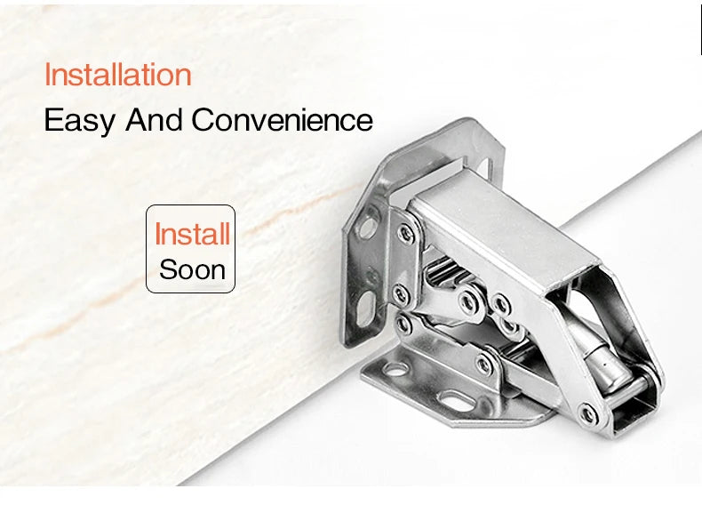 KAK 90 Degree Cabinet Hinges 3 Inch No-Drilling Hole Soft Close  Spring Hinge Cupboard Door Furniture Hardware With Screws