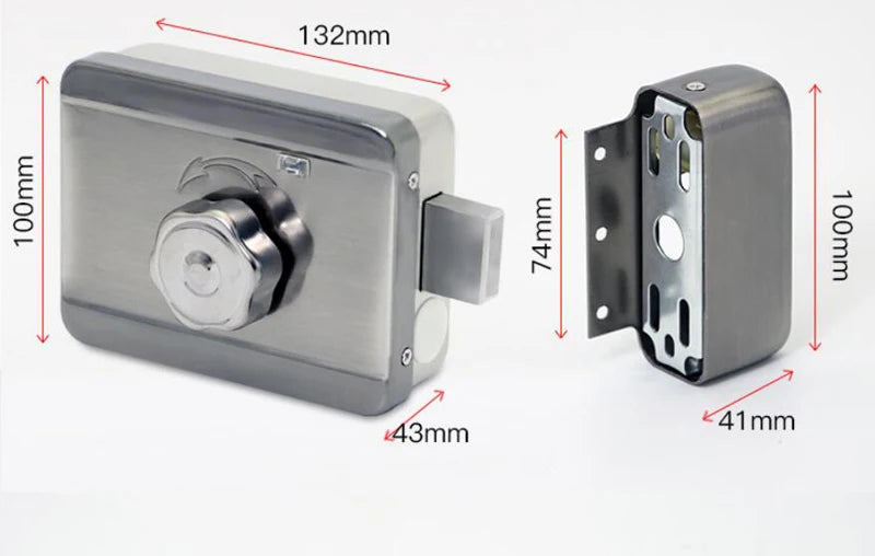 DC 12V Metal Electric Lock Gate Lock Strike Lock Access Control System Electronic Integrated Door Rim lock
