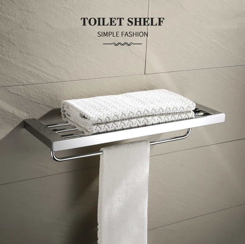 Stainless Steel Bathroom Accessories Wall Shelf Towel Bar Rack Rail Toilet Brush Roll Paper Holder Soap Dish Bathroom Hardware