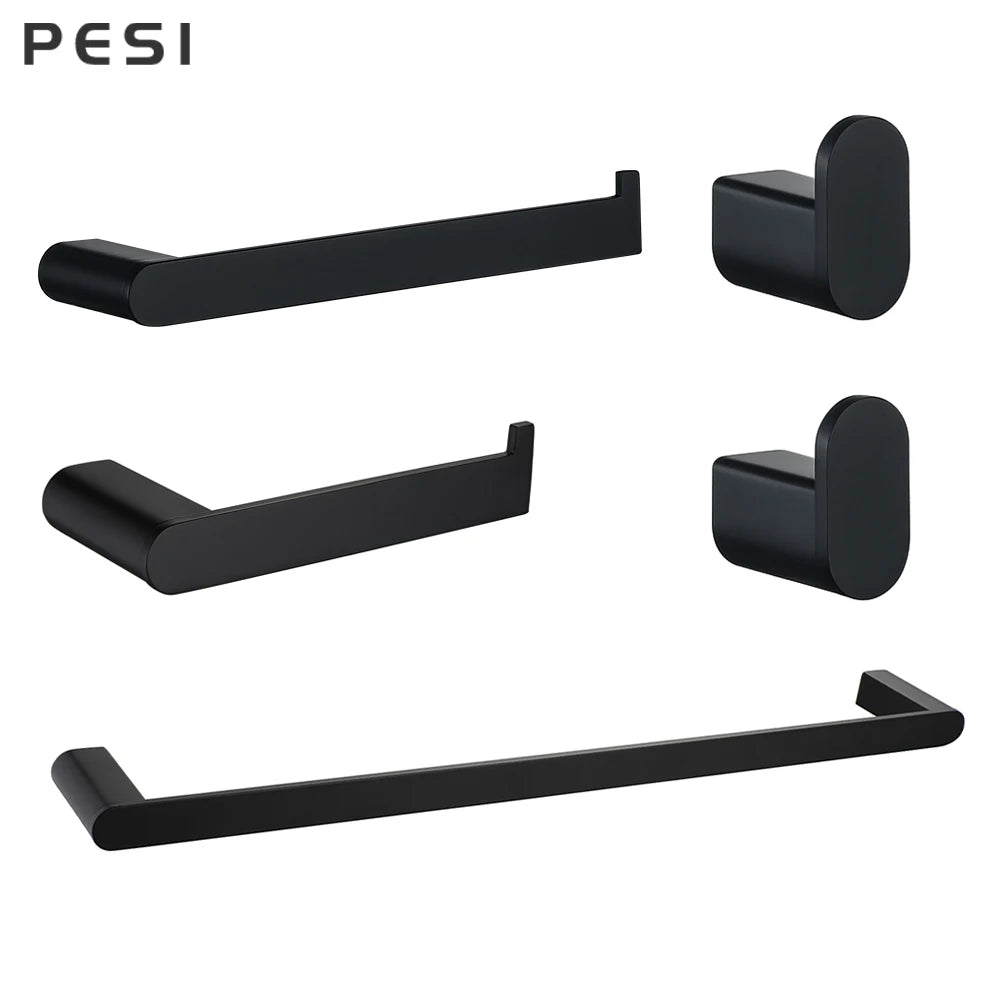 Bathroom Hardware Set Black Robe Hook Towel Rail Bar Rack Bar Shelf Tissue Paper Holder Toothbrush Holder Bathroom Accessories.