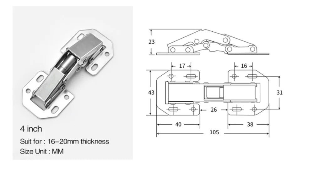 3-4 Inch 90 Degree Thicken Free Drilling Hole Cabinet Door Soft Closing Hydraulic Buffer Hinge Furniture Hardware