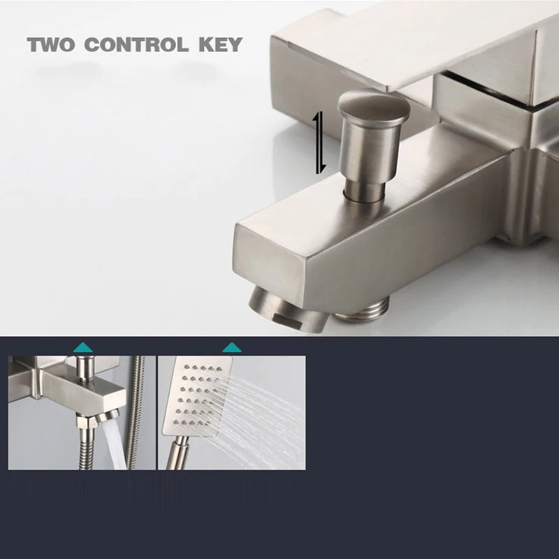 Bathroom Stainless Steel Basin Faucet Mixer Tap Bathtub Faucet Wall Hanging Hot and Cold Water Faucet Bathroom Accessories