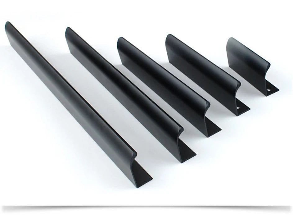 Hidden Furniture Drawer Handles Kitchen Cabinet Door Black Handle Aluminum Alloy Modern Style Finger Edge Wardrobe Pulls