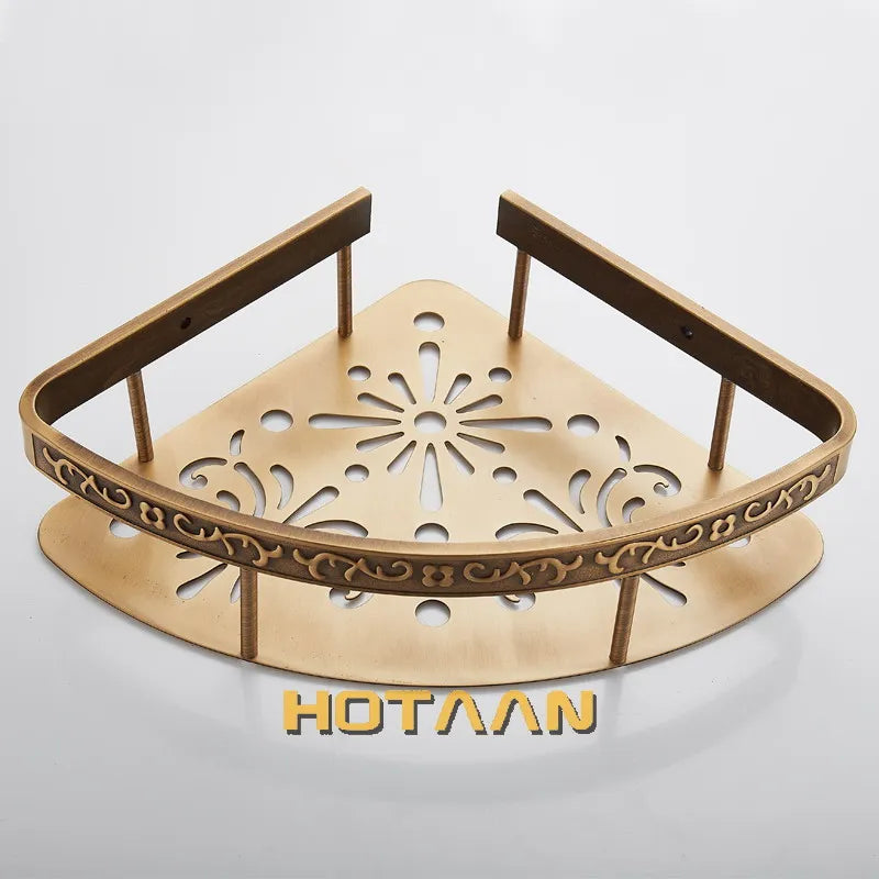 Bathroom shelf antique aluminum double layer bathroom corner shelf bathroom holder showeroom basket bathroom accessories
