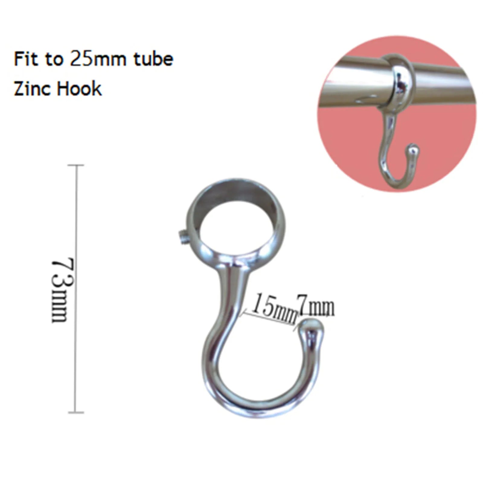 2pcs 16/19/22/25mm Wardrobe Bathroom Hanging Tube Pipe Rod Hooks Kitchen Pan Hook Bathroom Hook Hanger for Towel Clothes