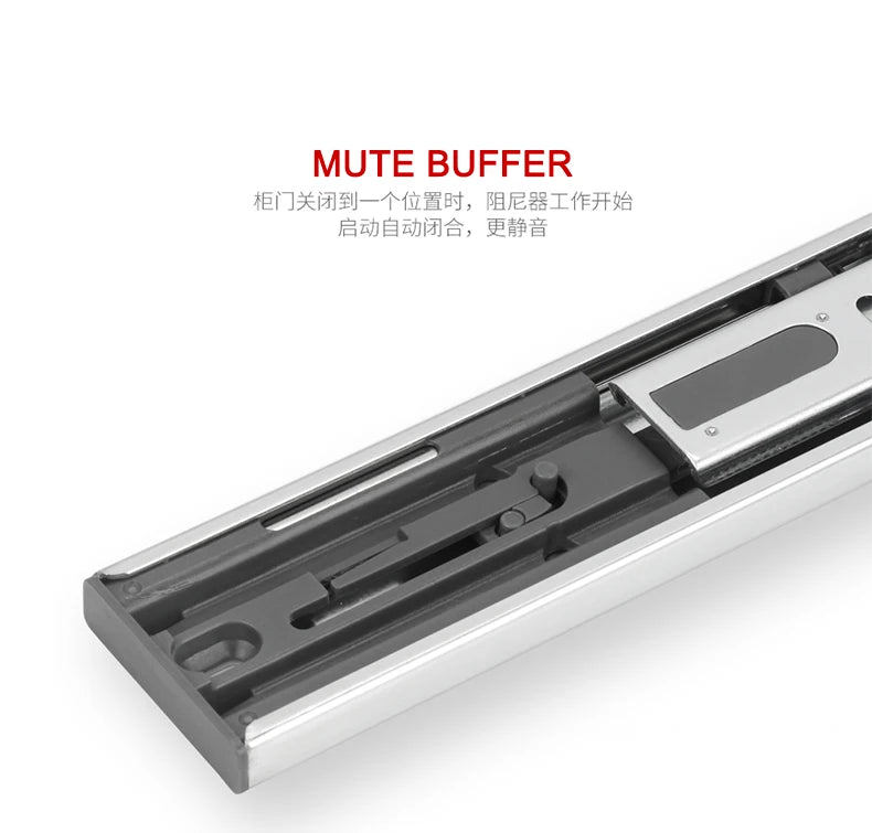AOBT Stainless Steel Drawer Slide Soft Close Drawer 10"- 22" Track Rail Sliding Three-Section Cabinet Slides Furniture Hardware