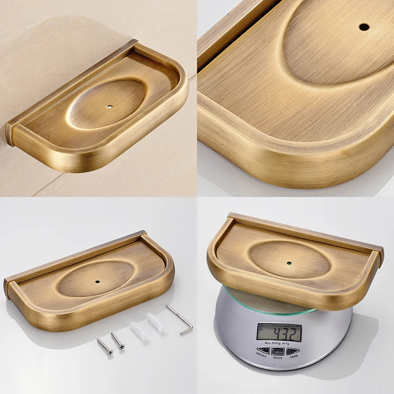 Soild brass antique bathroom accessories set towel bar shelf hook toilet paper rack brush holder mirror banheiro hardware