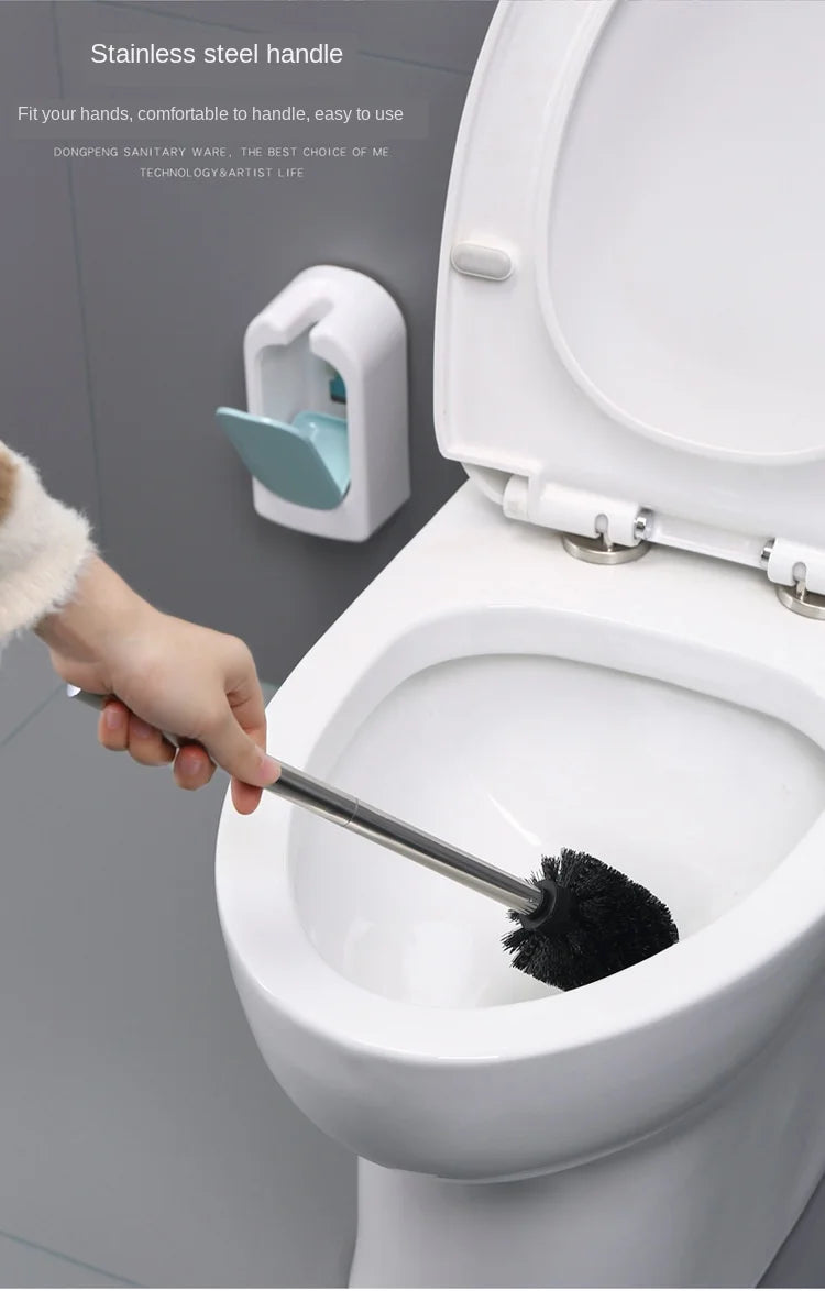 Bathroom bathroom wall-mounted toilet brush Long handle household suit No dead corner soft fur toilet cleaning toilet brush