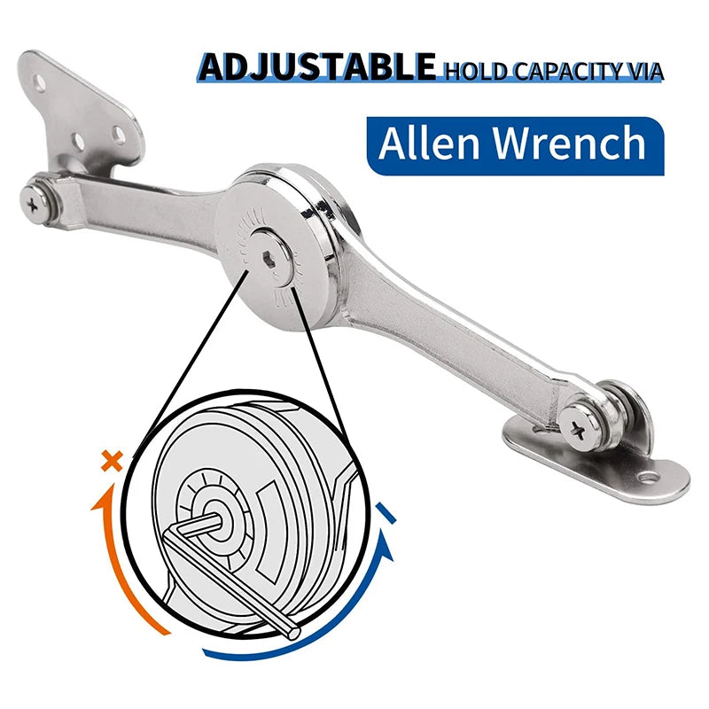 2Pcs Heavy Duty Lid Support Hinges Soft Close Folding Lid Stay Hinge Keep Lid Hinge Open for Cabinet Kitchen Wardrobe Hardware
