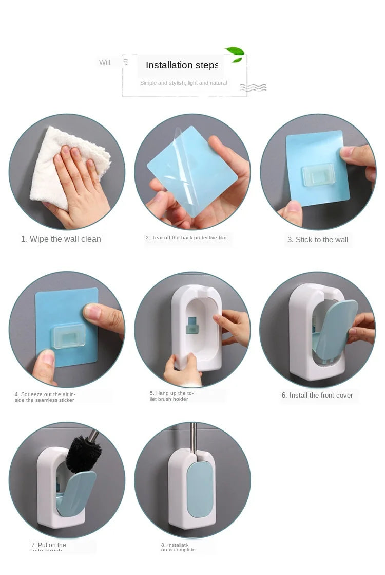 Bathroom bathroom wall-mounted toilet brush Long handle household suit No dead corner soft fur toilet cleaning toilet brush