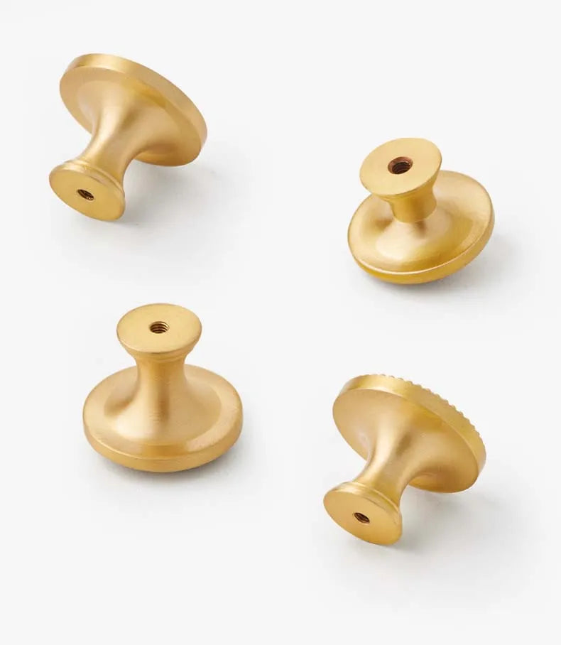 Solid Brass Door Handle Light Luxury Simple Gold European Drawer Kitchen Shoe Cabinet Wardrobe Handles Bedroom Decor Gold Knobs
